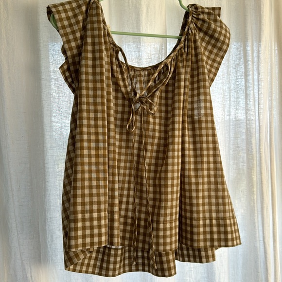 Blouse checked tan - Picture 4 of 4